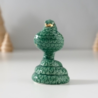 Сувенир керамика "Зелёная кобра в короне" с золотом 4х4,5х7,5 см