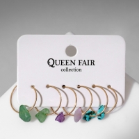 Набор серьги 3 пары &laquo;Дары&raquo;, цветной в золоте