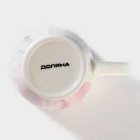 Кружка фарфоровая Доляна &laquo;Эбру&raquo;, 350 мл, цвет серый, розовый