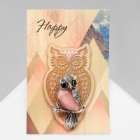 Брошь «Сова», цвет сиреневый в чернёном серебре Брошь «Сова», цвет сиреневый в чернёном серебре