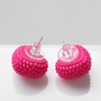 Серьги пластик &laquo;Карамель&raquo; сердце, цвет ярко-розовый