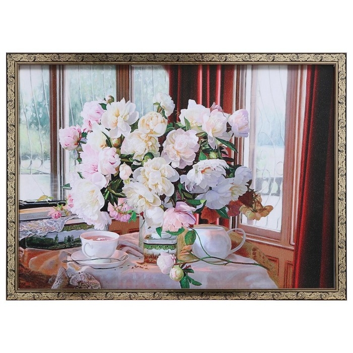 Картина Картина "Букет на столе" 56*76 см, рама микс