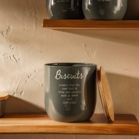 Банка для сыпучих продуктов SL Home, 15&times;15,5 см, цвет серый, с бамбуковой крышкой