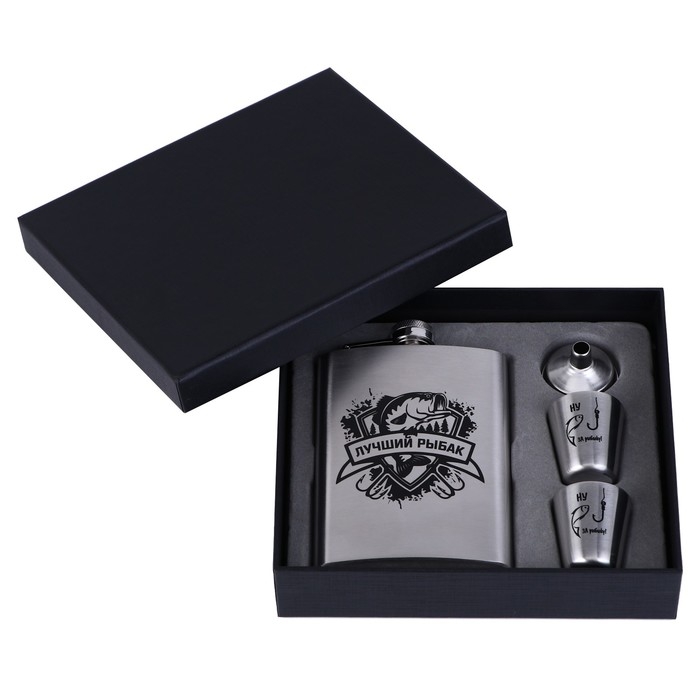Подарочный набор 4 в 1: Фляжка 240 мл, рюмка 30 мл, воронка, 2.5 x 3.5 см Подарочный набор 4 в 1: Фляжка 240 мл, рюмка 30 мл, воронка, 2.5 x 3.5 см