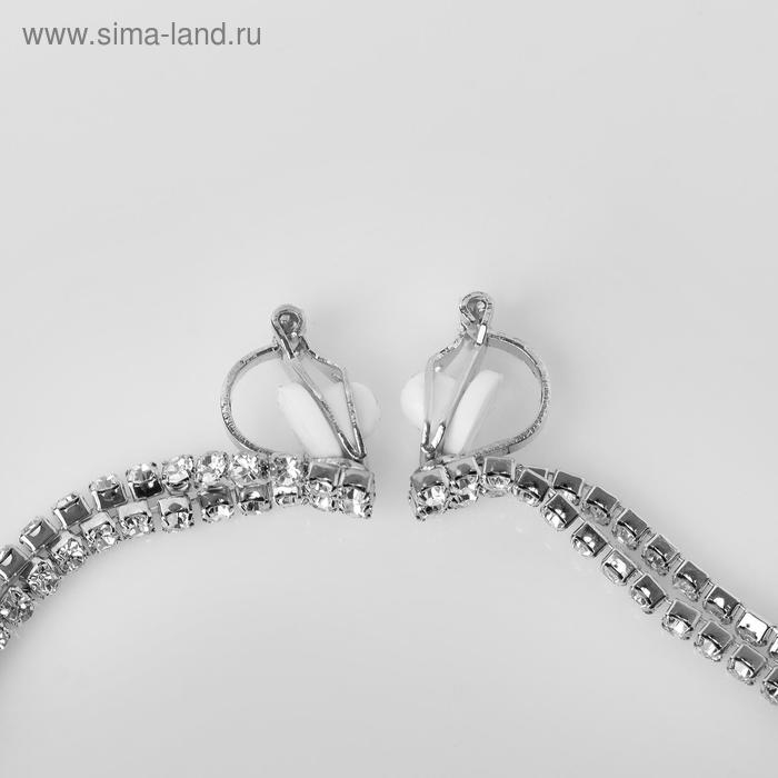 Клипсы &laquo;Лёд&raquo; классика 2 ряда, цвет белый в серебре