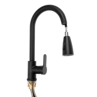 Смеситель для кухни ZEIN Z1299, однорычажный, выдвижная лейка, латунь, цвет черный Смеситель для кухни ZEIN Z1299, однорычажный, выдвижная лейка, латунь, цвет черный