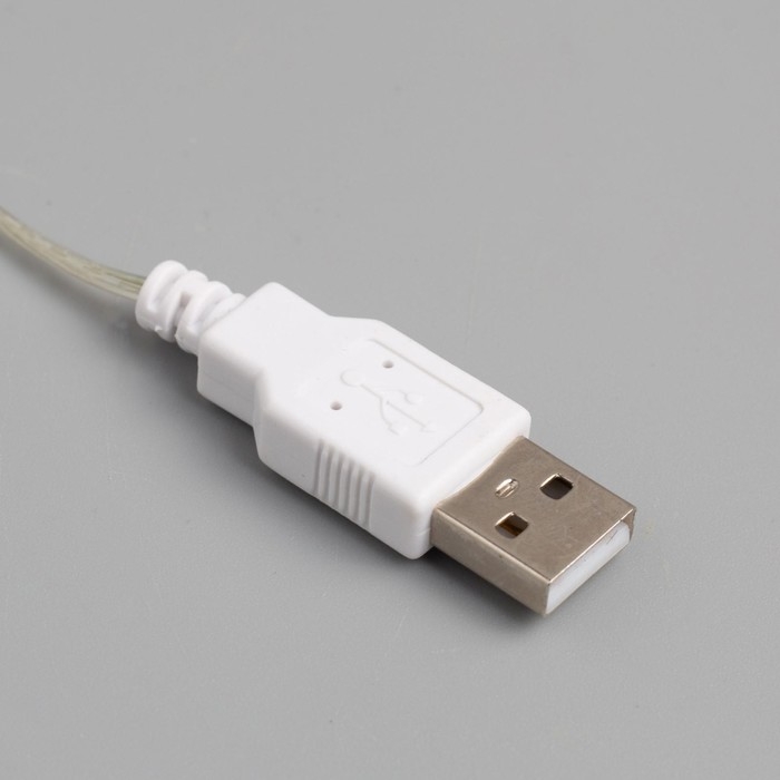 Гирлянда &laquo;Мишура&raquo; 2 м роса, IP20, серебристая нить, 100 LED, свечение белое, USB