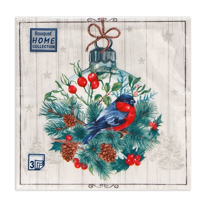 Новогодние салфетки бумажные Home Collection &laquo;Сказочное украшение&raquo;, 3 слоя, 33х33, 20 шт