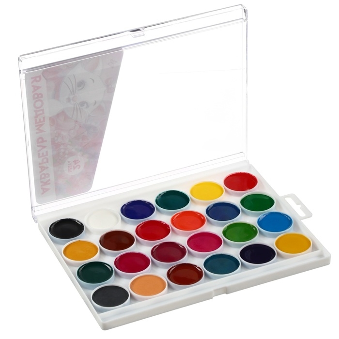 Акварель 24цв пластик, &laquo;Кошечка мари&raquo;, европодвес