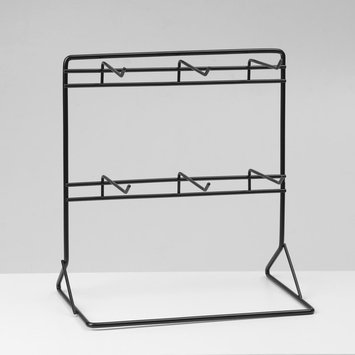 Подставка для украшений «Стойка настольная», 6 крючков 9 см, 25×15×26,5 см, цвет чёрный Подставка для украшений «Стойка настольная», 6 крючков 9 см, 25×15×26,5 см, цвет чёрный