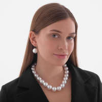 Набор 2 предмета: серьги, бусы &laquo;Жемчуг&raquo; крупные бусины, цвет белый, 43 см