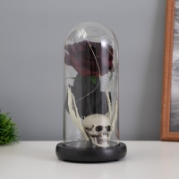 Светильник колба &laquo;Череп с розой&raquo; 1,5Вт, LED, 3xAAA, черный USB 11х11х21см