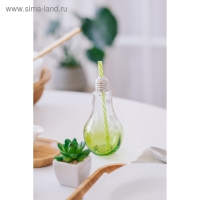 Бокал стеклянный для коктейля с трубочкой Доляна &laquo;Лампочка&raquo;, 280 мл, 7&times;15 см, цвет МИКС