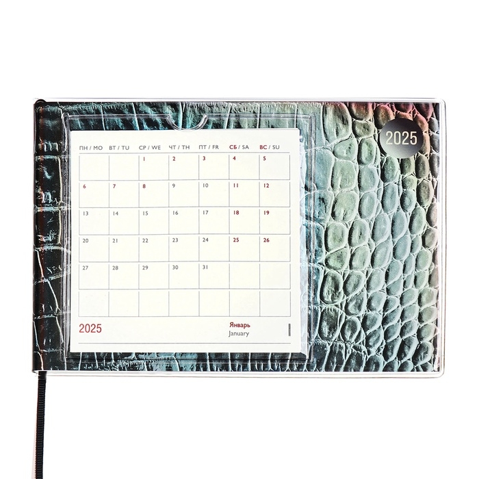 Еженедельник датированный 2025 год, ESCALADA "змея металлик", мягкая обложка ПВХ, 64 листа, блок 70 г/м&sup2;, 180 х 127мм