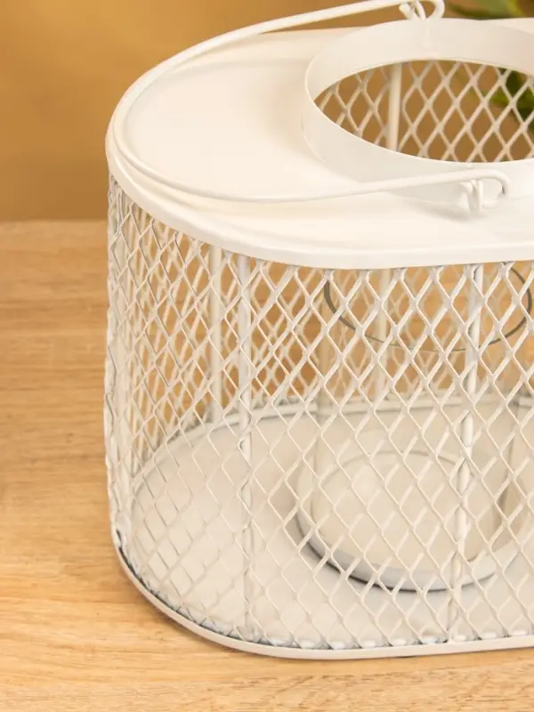 Подсвечник фонарь со стеклянной колбой 19,5х23х15,5 см, d 10 см, металл, цв. белый