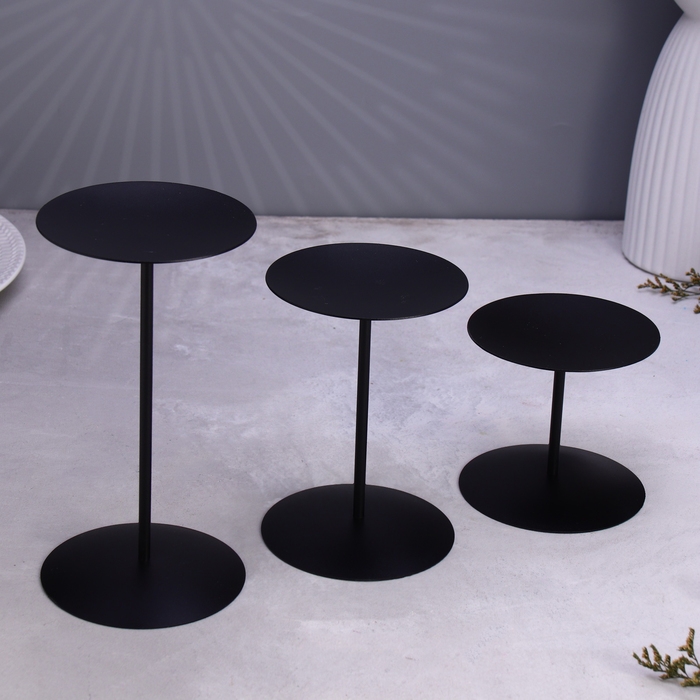 Набор подсвечников 10х20; 10х15; 10х10 см, чёрный