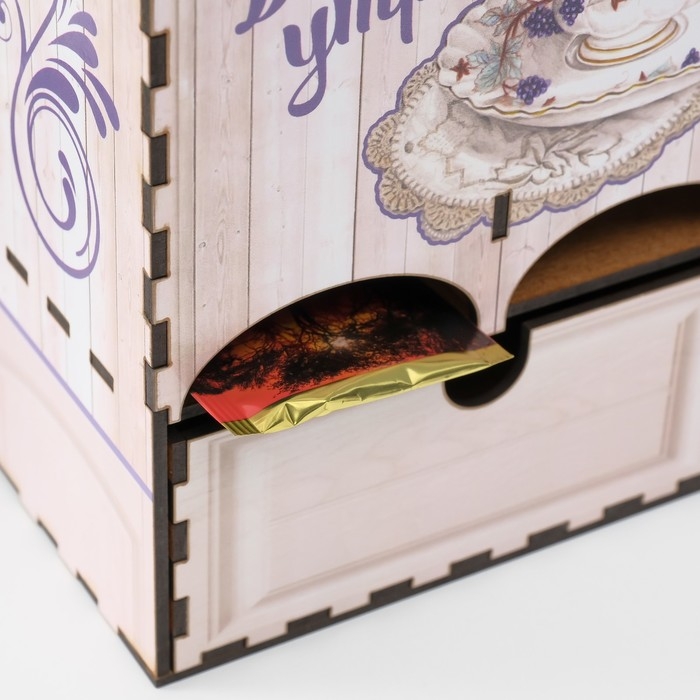 Чайный домик двойной с ящиком "Доброе утро" 20х8,7х15,2 см МИКС