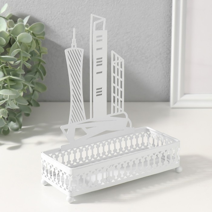 Подставка интерьерная металл Подставка интерьерная металл "Город" белый 6,3х14,5х18,5 см