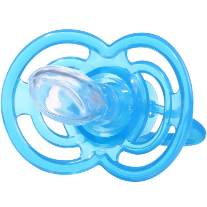 Соска - пустышка силиконовая ортодонтическая &laquo;Бантик&raquo;, от 3 мес., с колпачком, цвет голубой