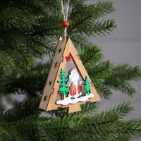 Ёлочная игрушка &laquo;Ёлочка с Дедом Морозом&raquo;, от батареек, свечение тёплое белое