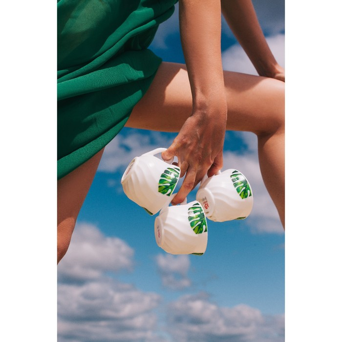 Сервиз чайный &laquo;Лист папоротника&raquo;, 12 предметов: чашка 200 мл, блюдце d=14 см, стеклокерамика, цвет белый