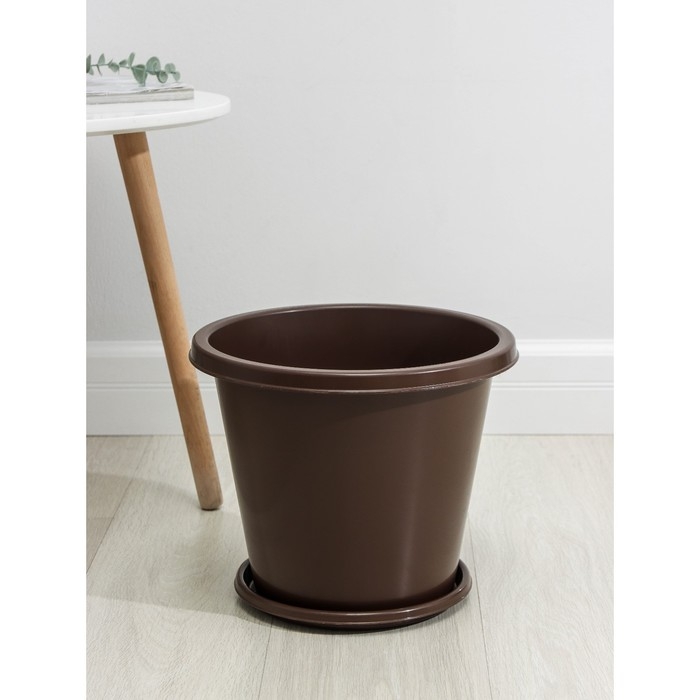 Горшок для цветов с поддоном «Эконом», 10 л, пластиковый, цвет коричневый Горшок для цветов с поддоном «Эконом», 10 л, пластиковый, цвет коричневый