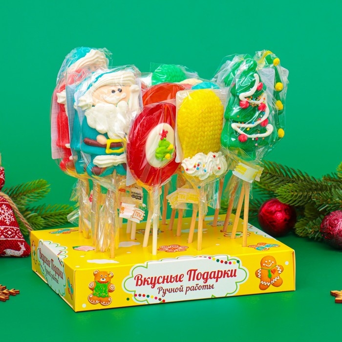 Новый год. Леденцовая карамель на палочке "Новогодний микс", 40 г