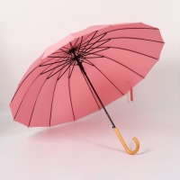 Зонт - трость полуавтоматический &laquo;Пастель&raquo;, 16 спиц, R = 52/60 см, D = 120 см, цвет розовый