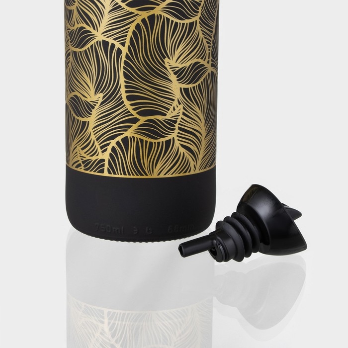 Бутылка стеклянная для соуса и масла &laquo;Золотая листва&raquo;, 750 мл, цвет чёрный