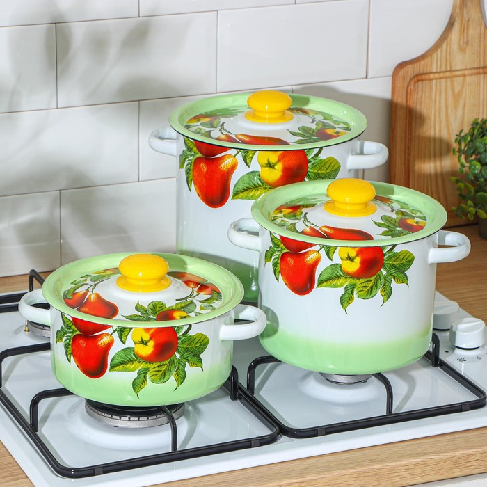 Набор кастрюль &laquo;Дары лета&raquo;, 3 предмета: 2 л, 3,5 л, 5,5 л, индукция