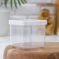 Контейнер для сыпучих продуктов &laquo;Степ&raquo;, 650 мл, 10&times;10&times;9,5, цвет белый