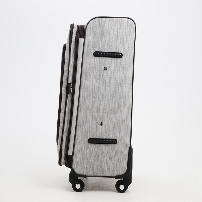 Чемодан большой 95 л (L), отдел на молнии, с расширением, кодовый замок, 4 колеса, наружный карман, цвет серый