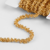 Тесьма декоративная с бисером, 6 мм, 2,7 &plusmn; 0,5 м, цвет золотой