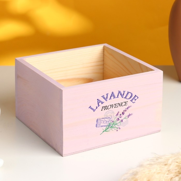 Кашпо деревянное Кашпо деревянное "Лаванда" 15х15х9,5 см сиреневый