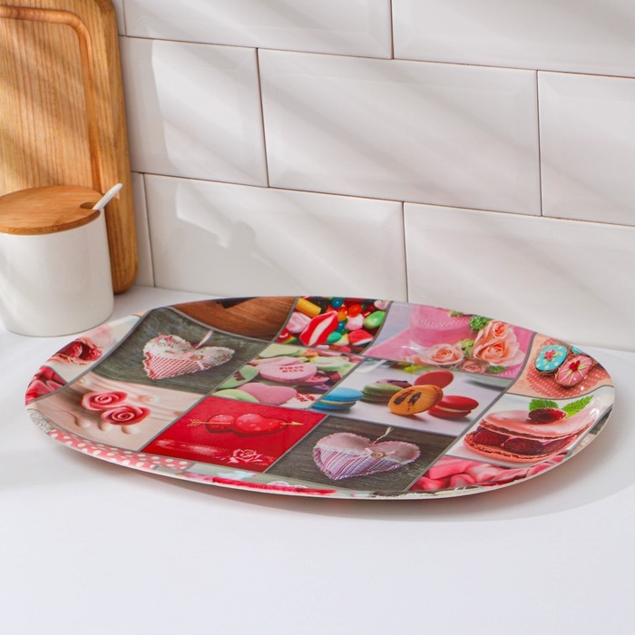 Поднос пластиковый &laquo;Сладости&raquo;, 38&times;28&times;2,5 см, цвет МИКС