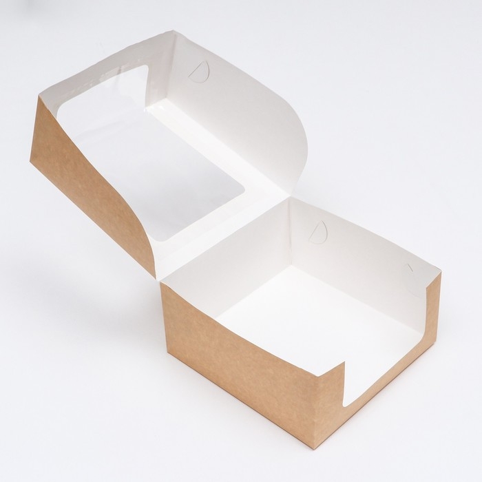 Кондитерская упаковка с окном, крафт, 21 х 21 х 10 см Кондитерская упаковка с окном, крафт, 21 х 21 х 10 см