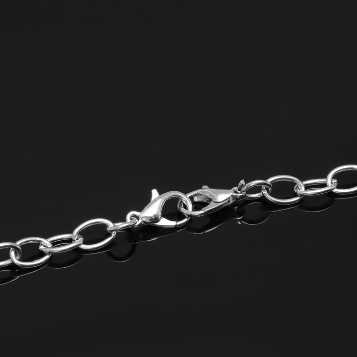 Цепочка с двумя карабинами L=70 см, 7&times;5 мм, (набор 5 шт.) СМ-1935, цвет серебро