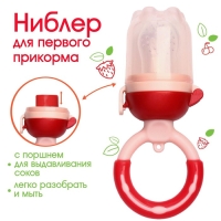 Ниблер для прикорма &laquo;Малина&raquo;, с силиконовой сеточкой, цвет красный