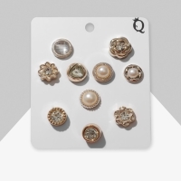 Набор значков (10 шт.) &laquo;Леди&raquo;, цвет белый в золоте