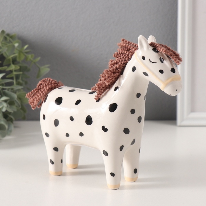 Копилка керамика Копилка керамика "Лошадка-брюнетка в горошек" 16х6,5х15,4 см
