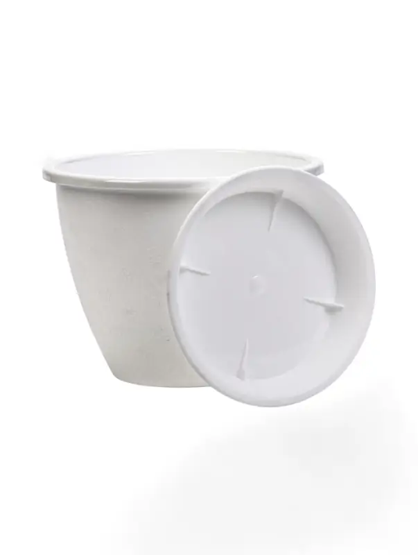 Горшок для цветов с поддоном 2,1 л d18 см h14 см "Цветочек" белый