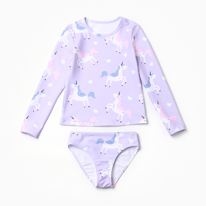 Купальник детский KAFTAN Купальник детский KAFTAN "Единороги", рост 110-116 см, лиловый
