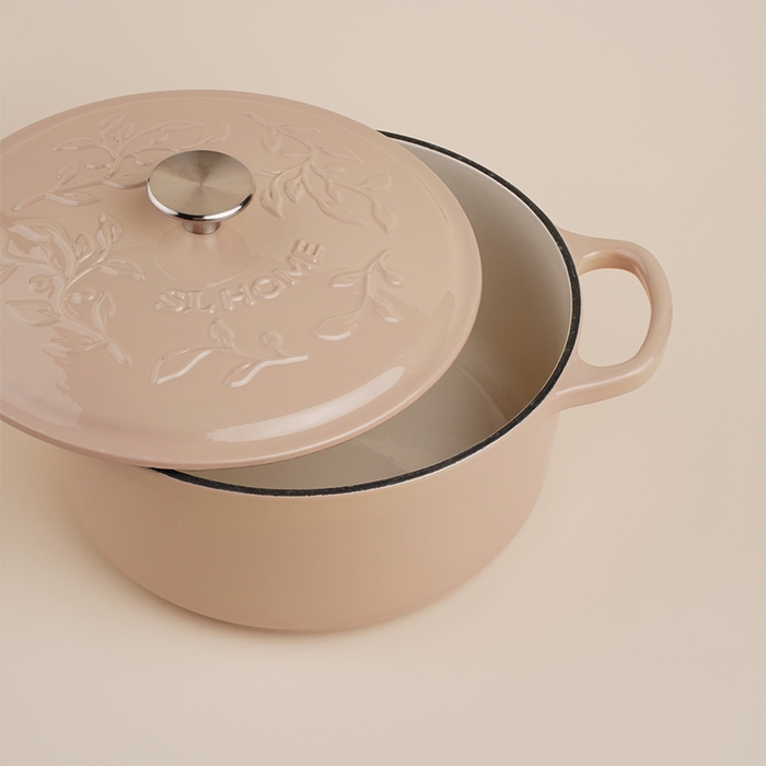 Кастрюля чугунная с эмалированным покрытием SL Home, d=24,5 см, h=11 см, цвет бежевый