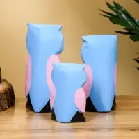 Набор сувенирный "Совята с сердечком" дерево H 15, 13, 11 см, цв. сиренево-голубой