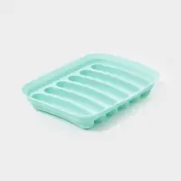 Форма для выпечки и приготовления сосисок Доляна, 6 ячеек, с крышкой, 17.5&times;13.5,2.8 см, силикон, бирюзовый