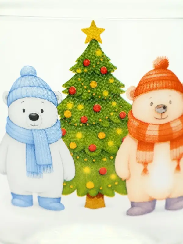 Кружка стеклянная новогодняя &laquo;Мишки в лесу&raquo;, 500 мл