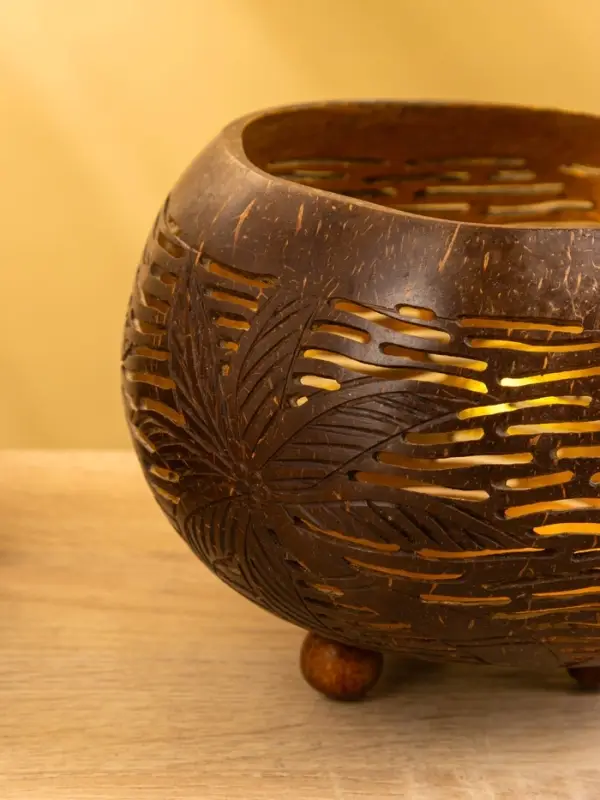 Подсвечник из кокоса, 15&times;15&times;13 см, коричневый