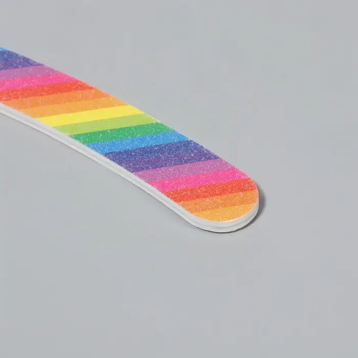 Пилка для ногтей &laquo;Радуга&raquo;, бумеранг, 200/200 грит, 18 см, разноцветная