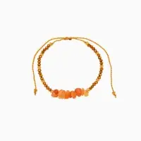 Браслет, длина 16 см, цв. янтарный, золотой