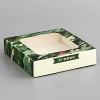 Коробка подарочная сборная с окном, упаковка, &laquo;Камуфляж&raquo;, 13&times;13&times;3 см